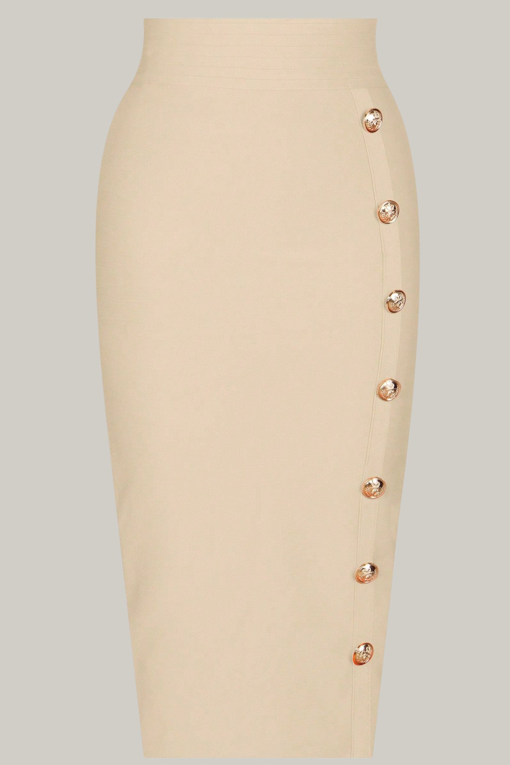 Button Detail Bodycon Skirt