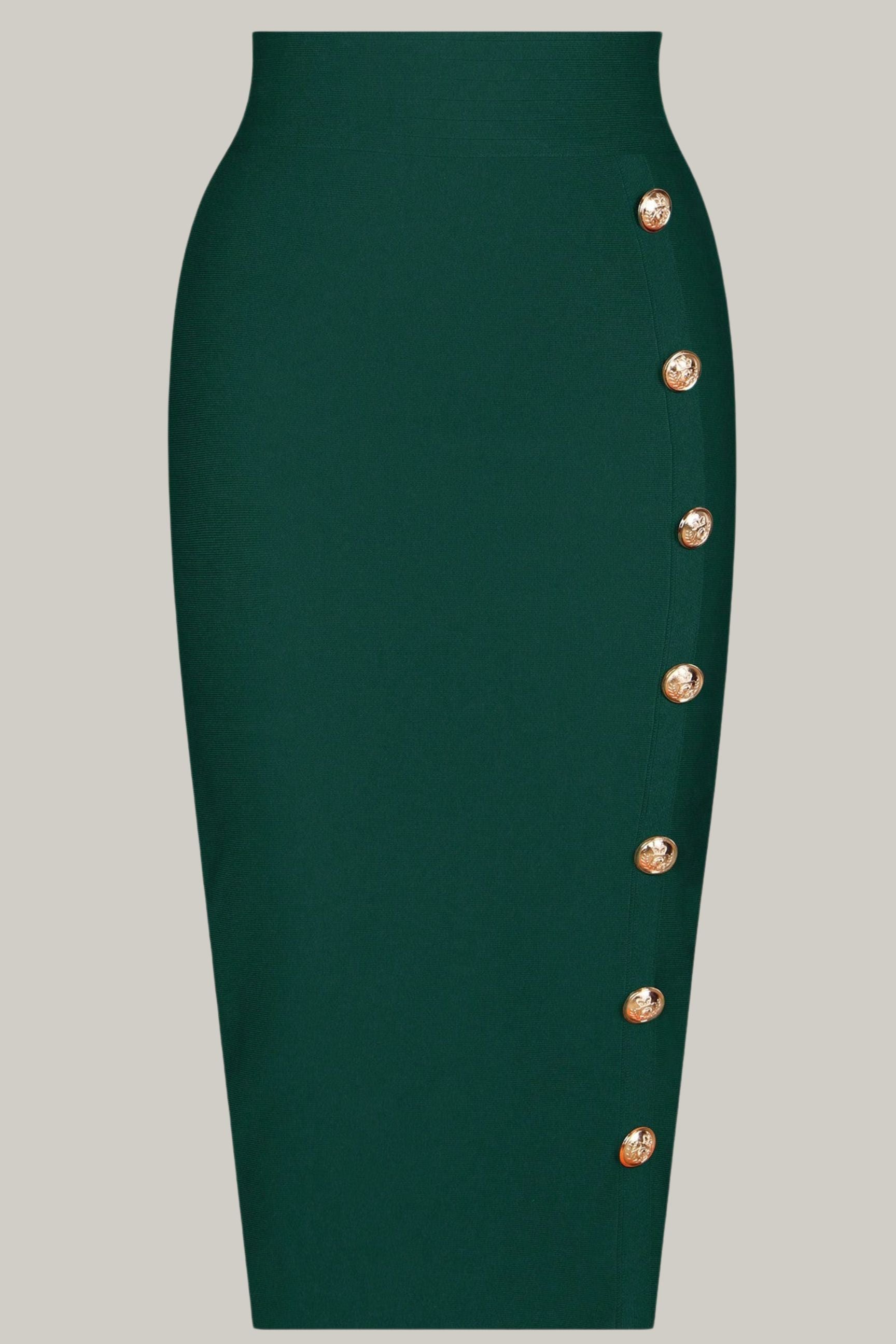 Button Detail Bodycon Skirt