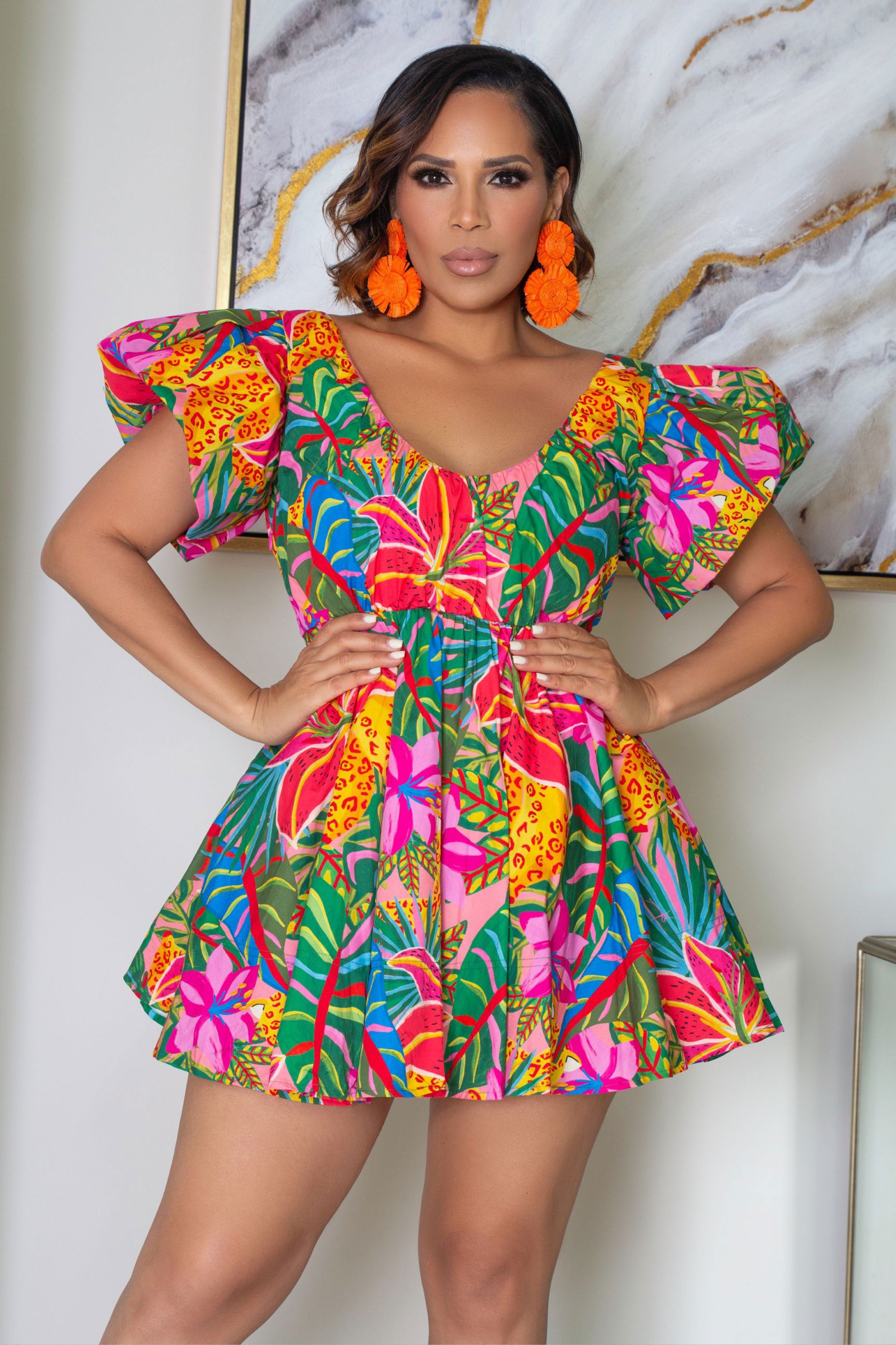 Cabos Tropical Print Dress