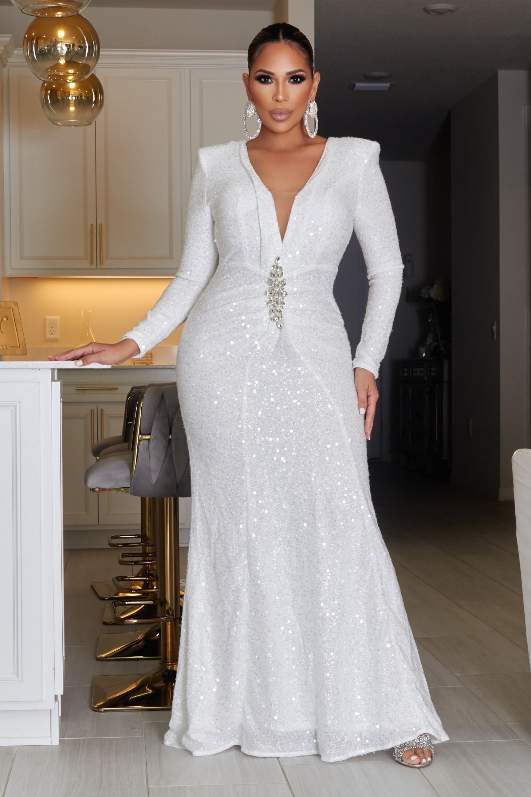 Daniella Rhinestone Decor Maxi Formal Gown