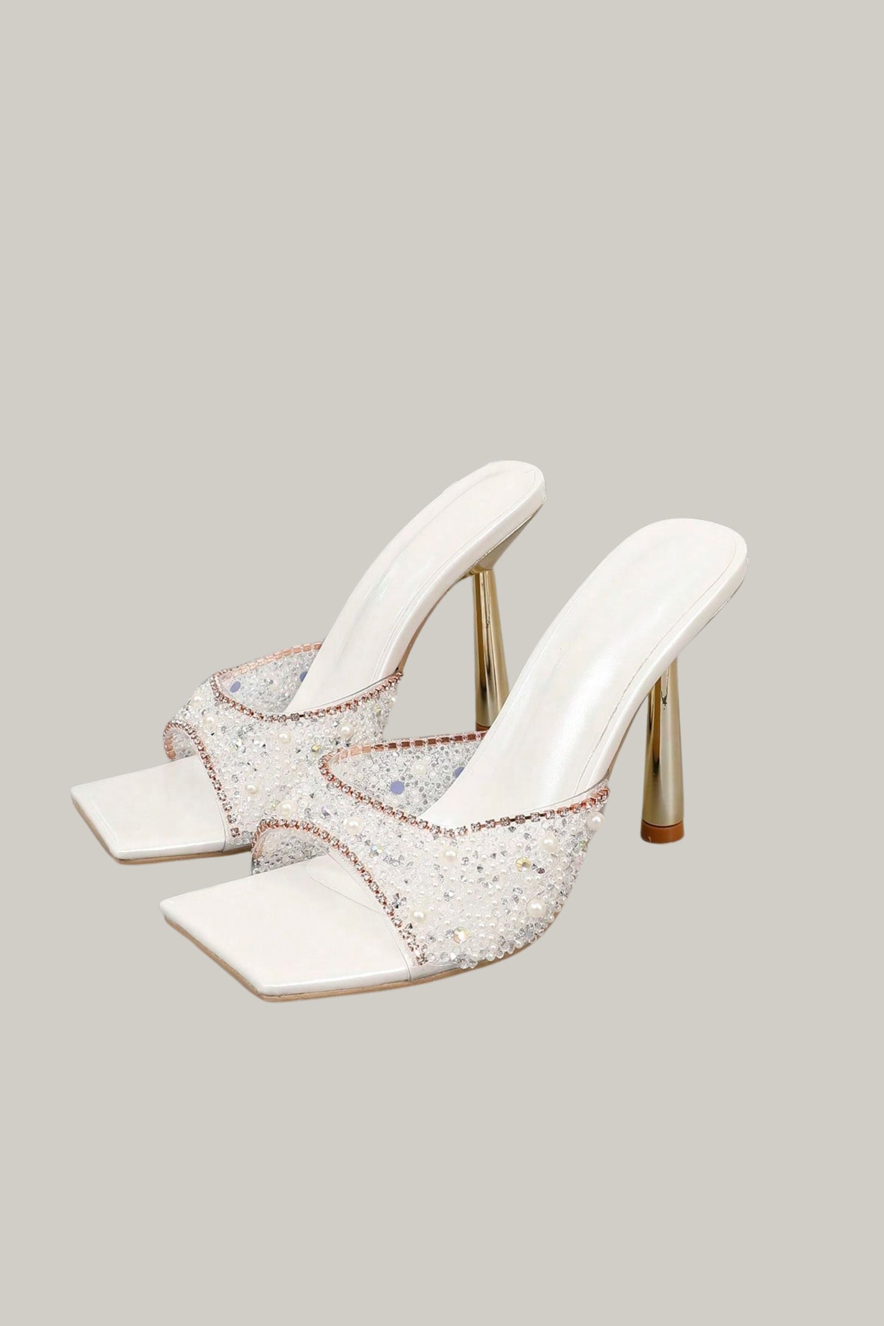 Fashionable High Heel Rhinestone Embellished Sandals