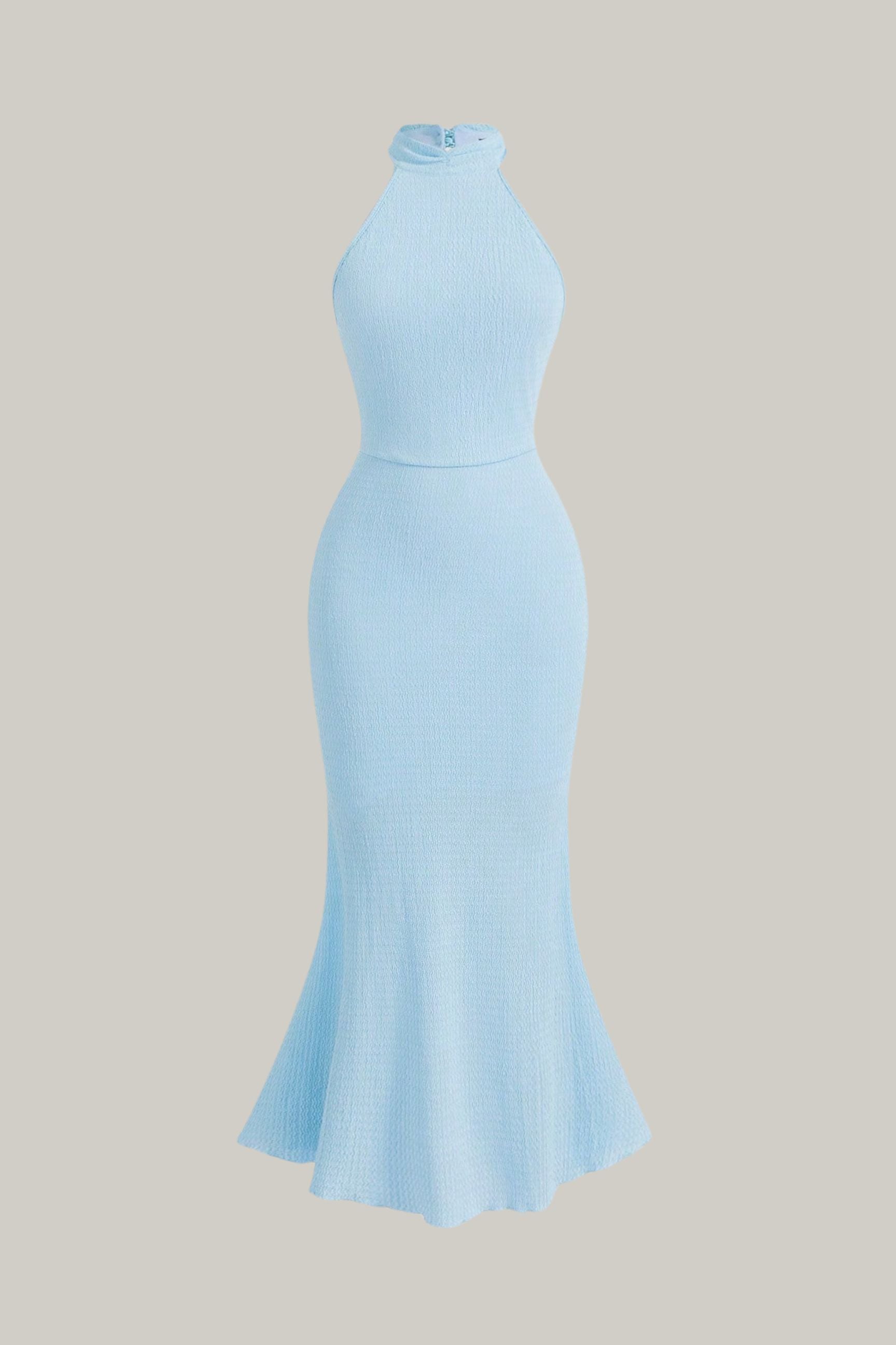 Halter Neck Water Drop Collar Long Dress