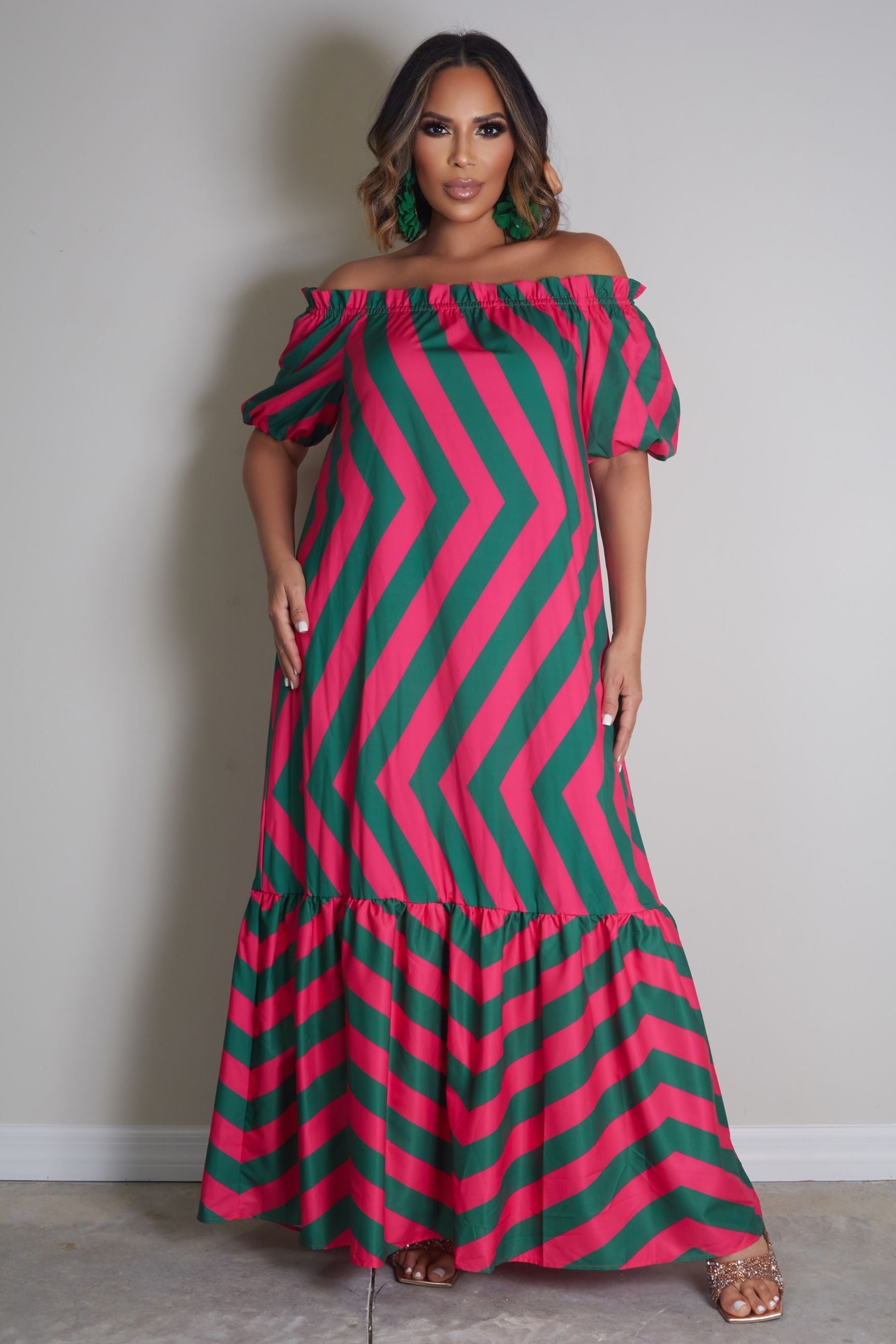 Izabella Off Shoulder Striped Maxi Dress