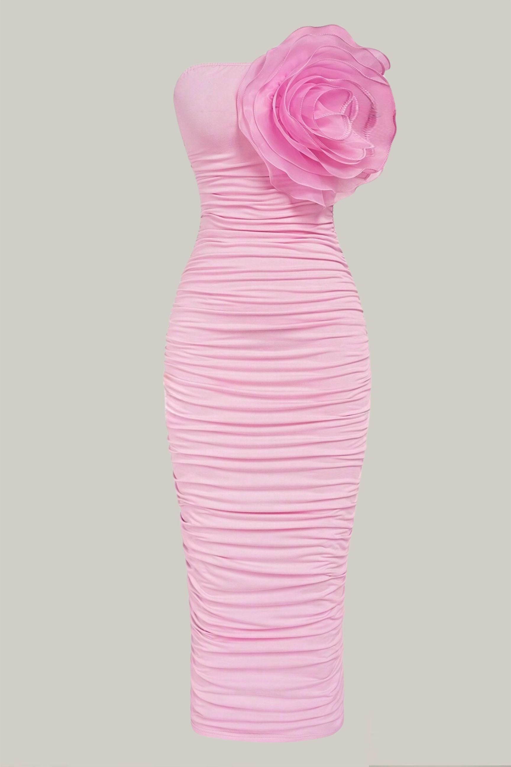 Journey 3D Flower Ruched Bodycon Tube Dress