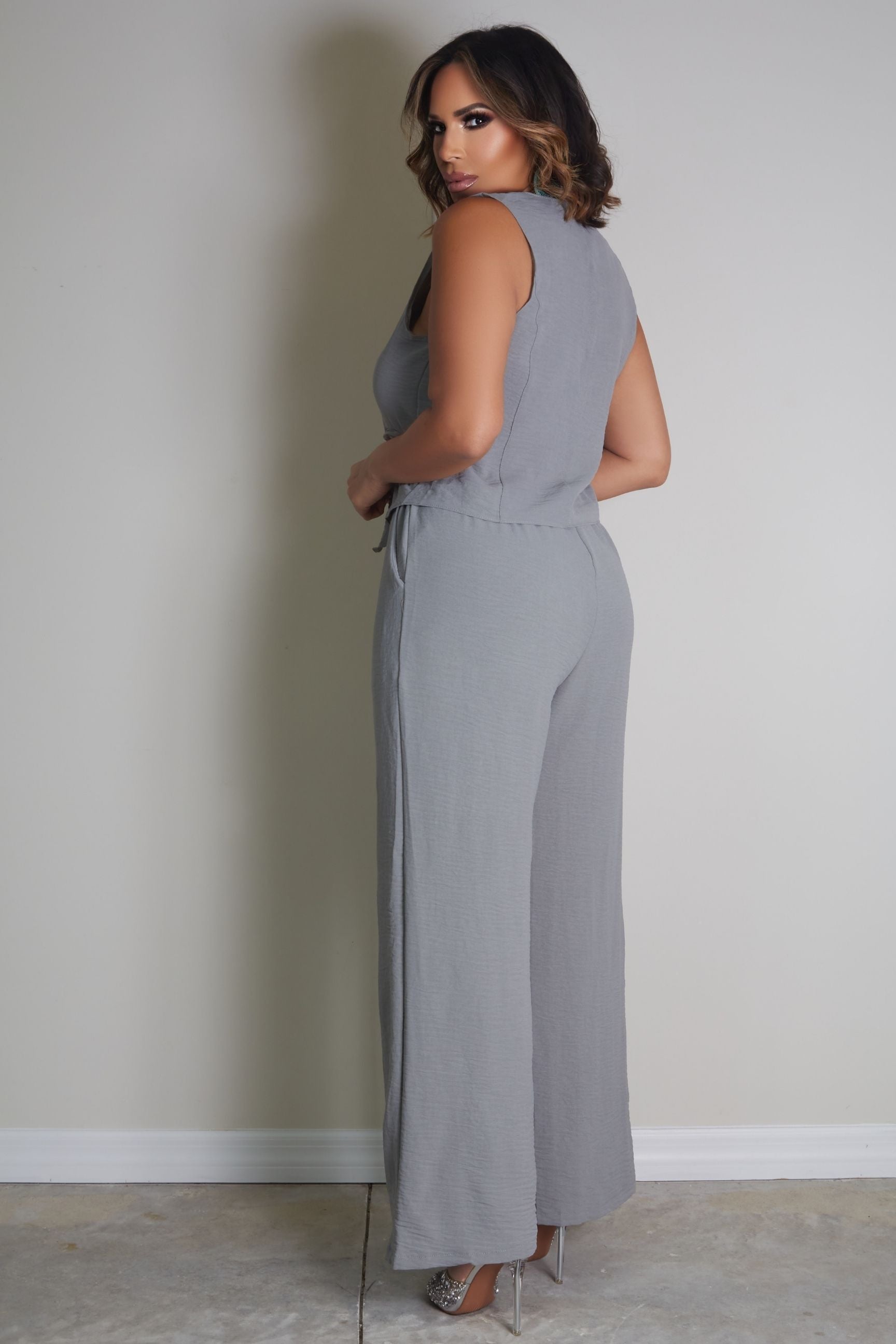 Magnolia Vest And Wide Leg Pants Set