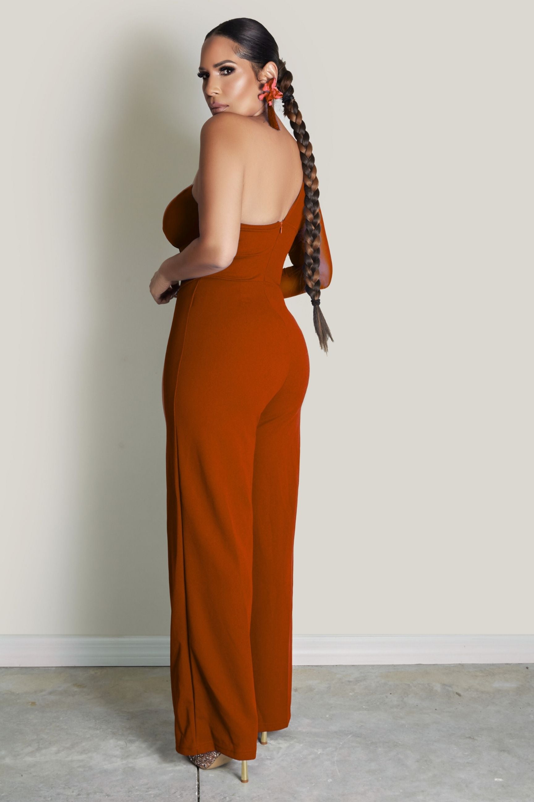 One Shoulder Wide Leg Jumpsuit