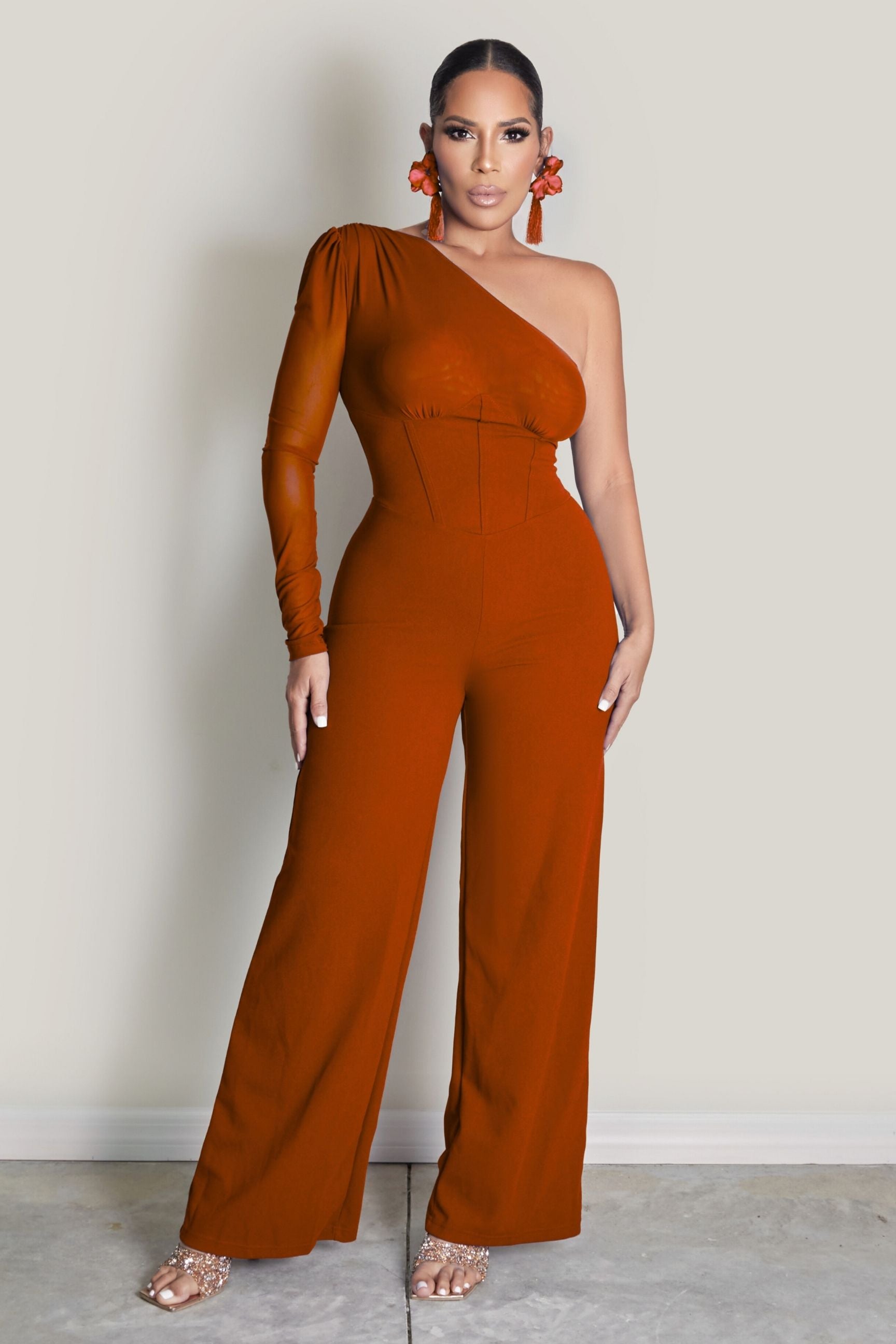 One Shoulder Wide Leg Jumpsuit