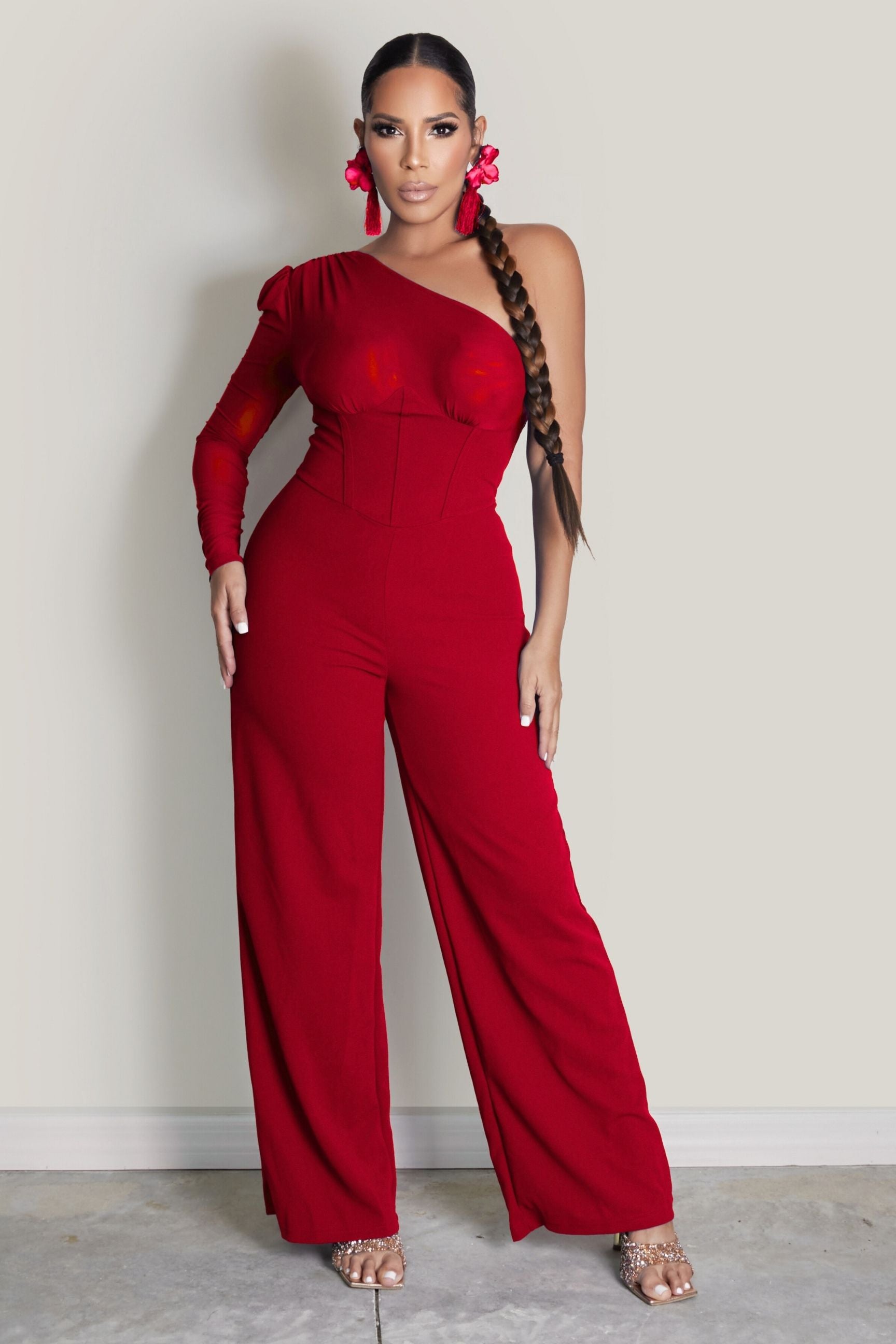 One Shoulder Wide Leg Jumpsuit