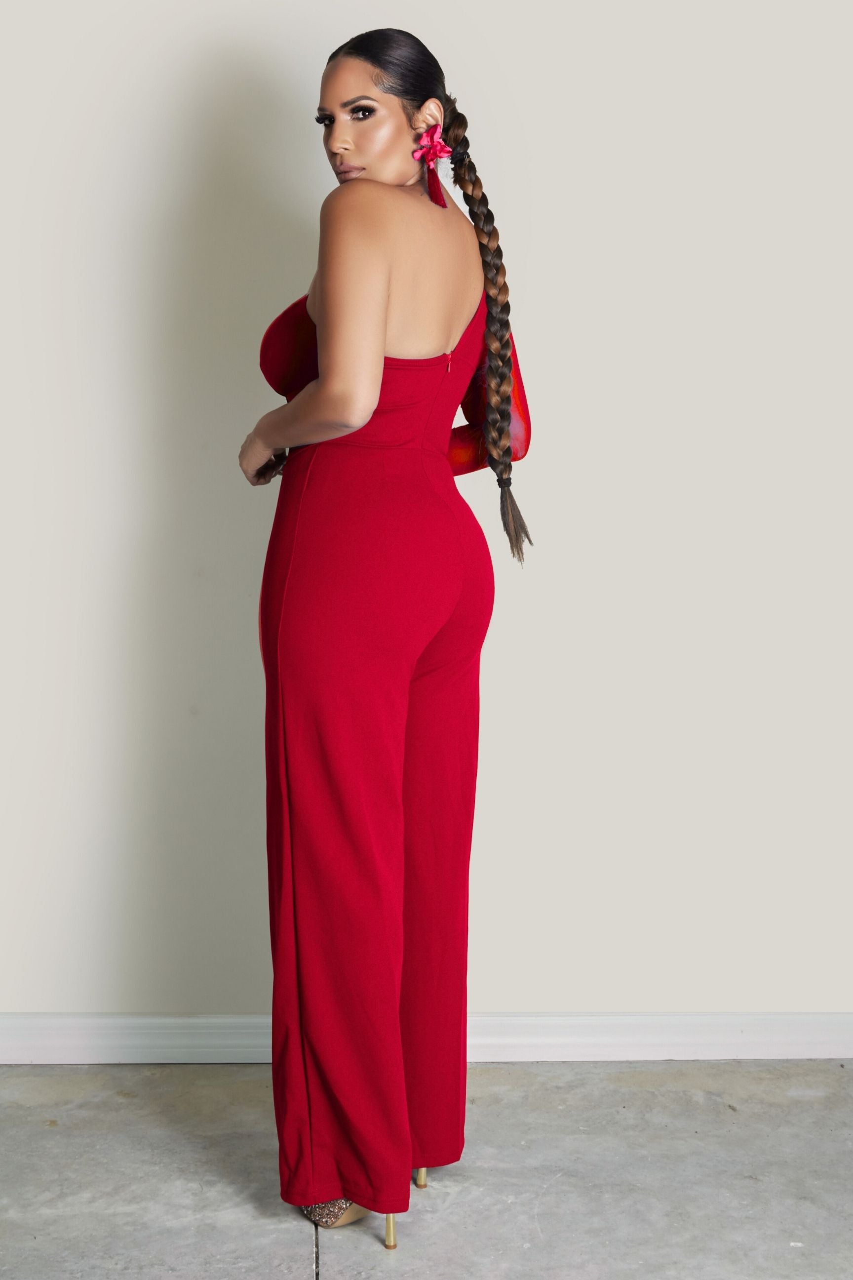 One Shoulder Wide Leg Jumpsuit