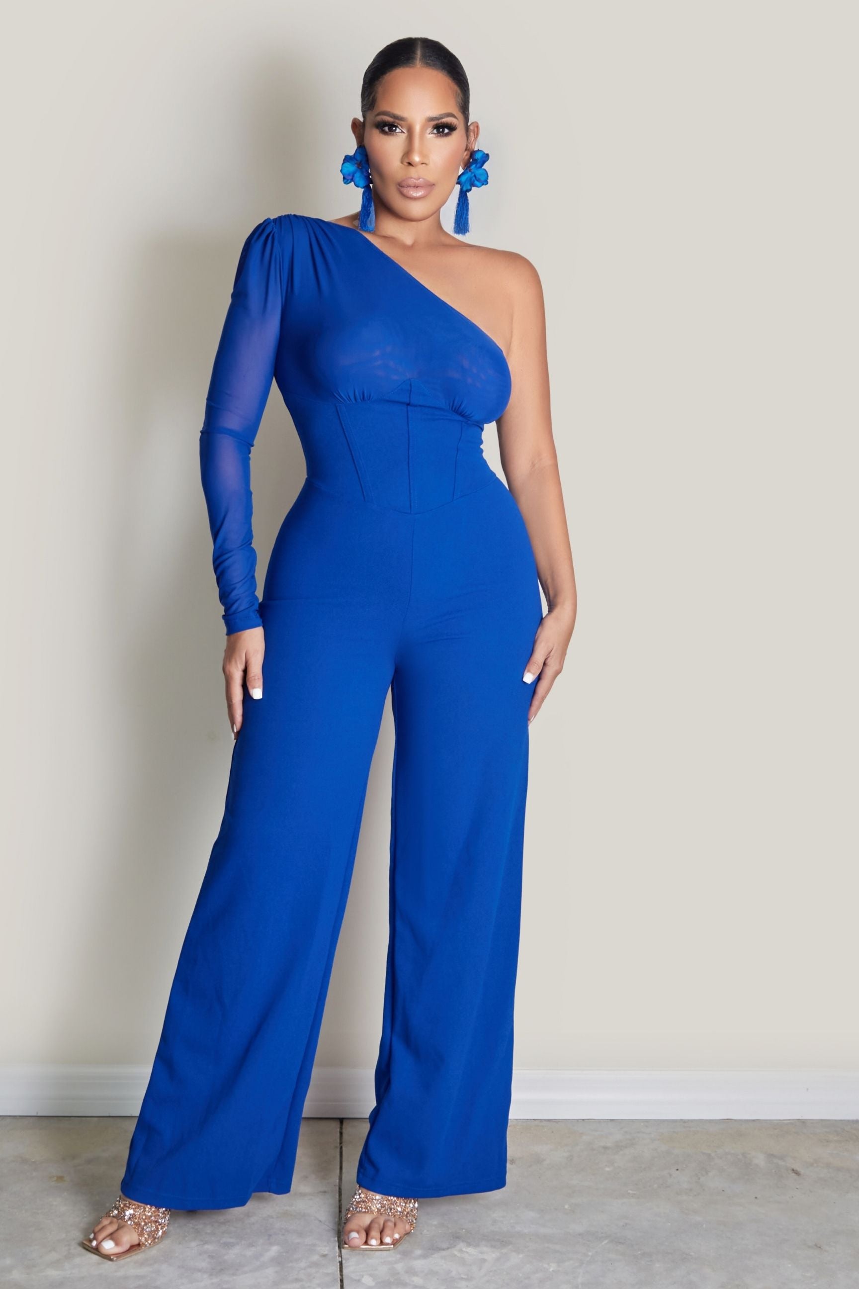 One Shoulder Wide Leg Jumpsuit