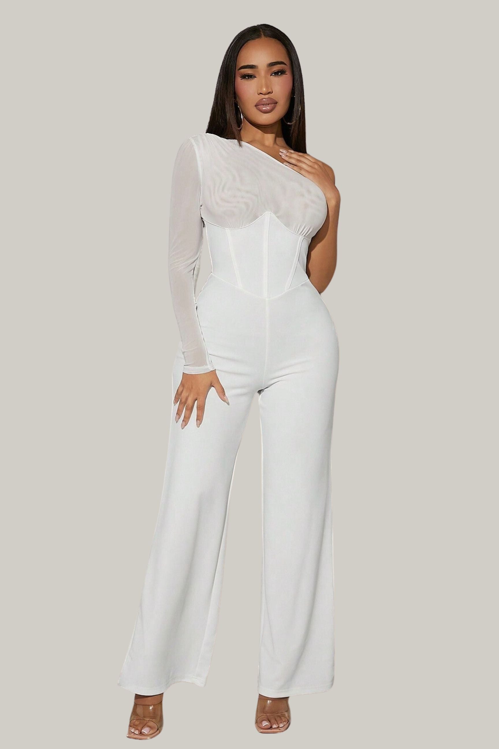 One Shoulder Wide Leg Jumpsuit