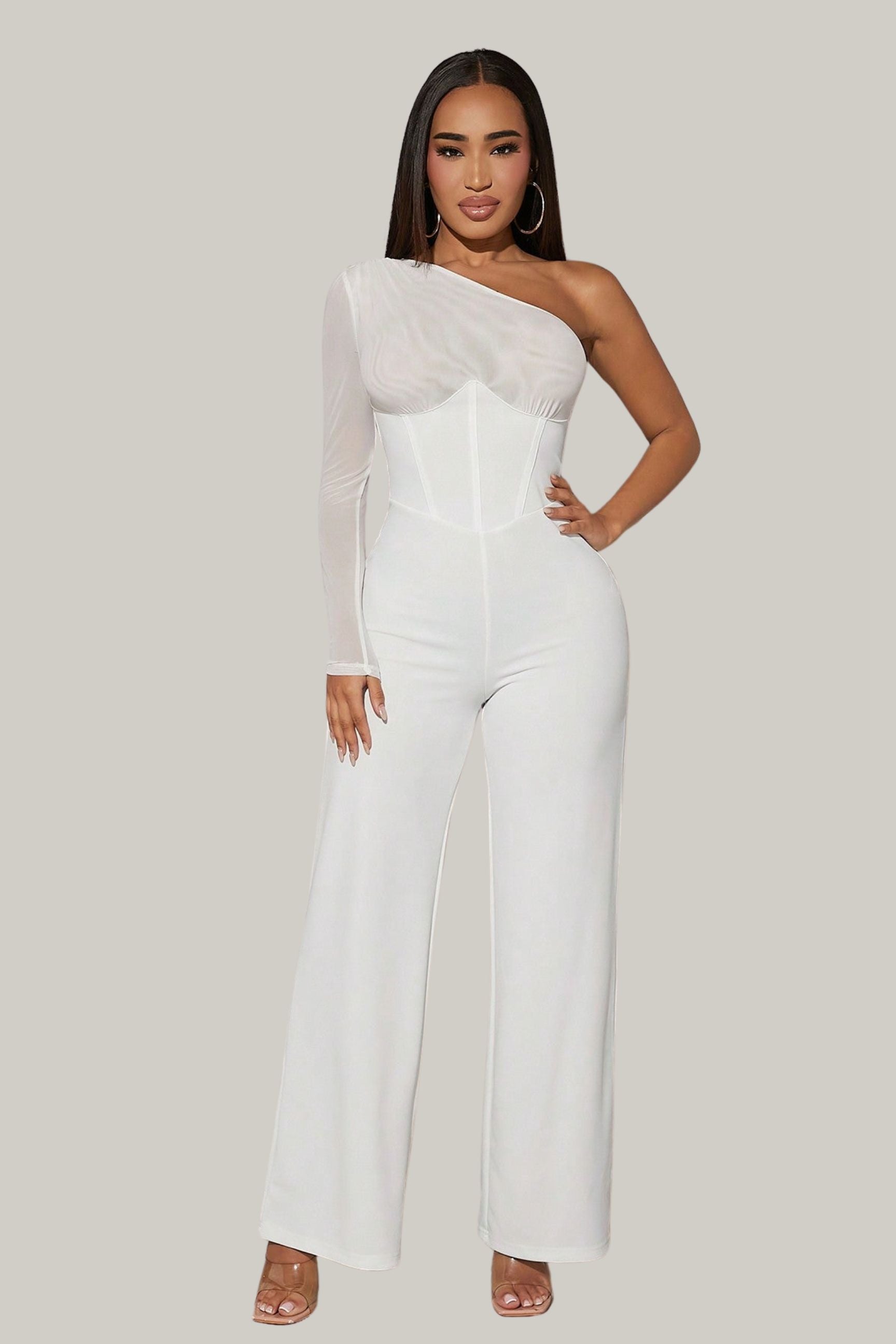 One Shoulder Wide Leg Jumpsuit