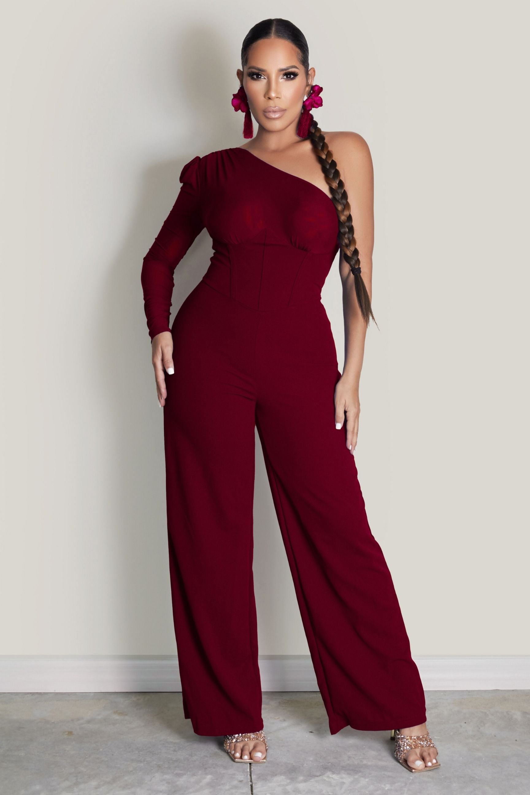 One Shoulder Wide Leg Jumpsuit