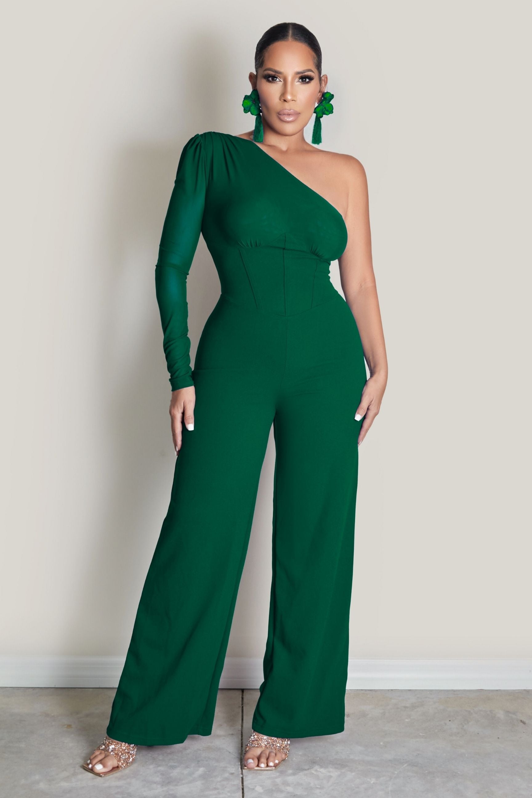 One Shoulder Wide Leg Jumpsuit