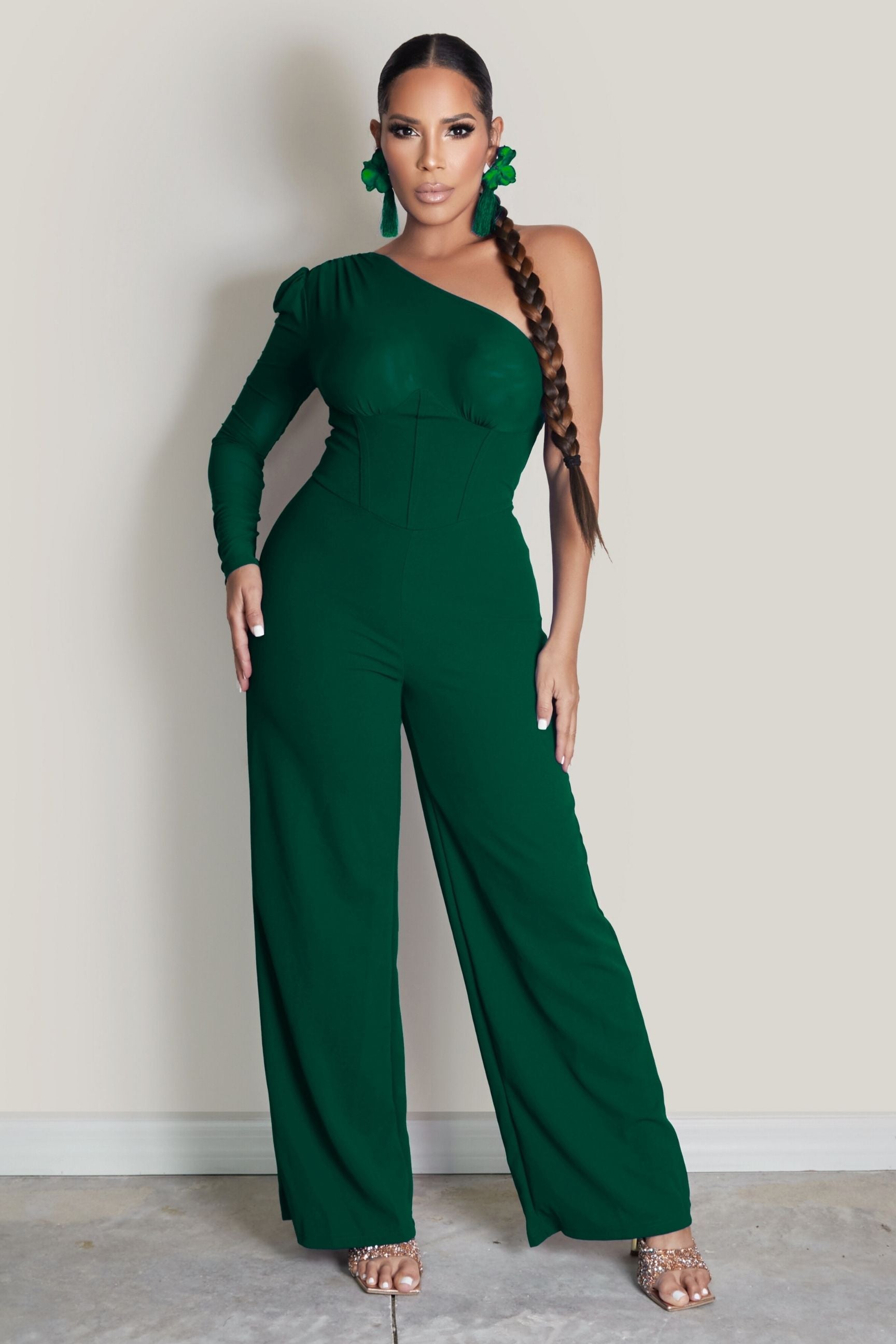 One Shoulder Wide Leg Jumpsuit