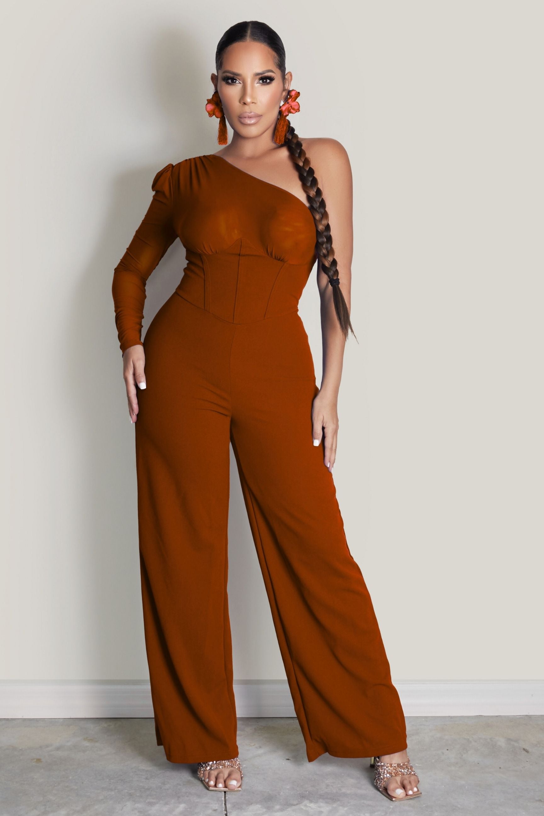 One Shoulder Wide Leg Jumpsuit