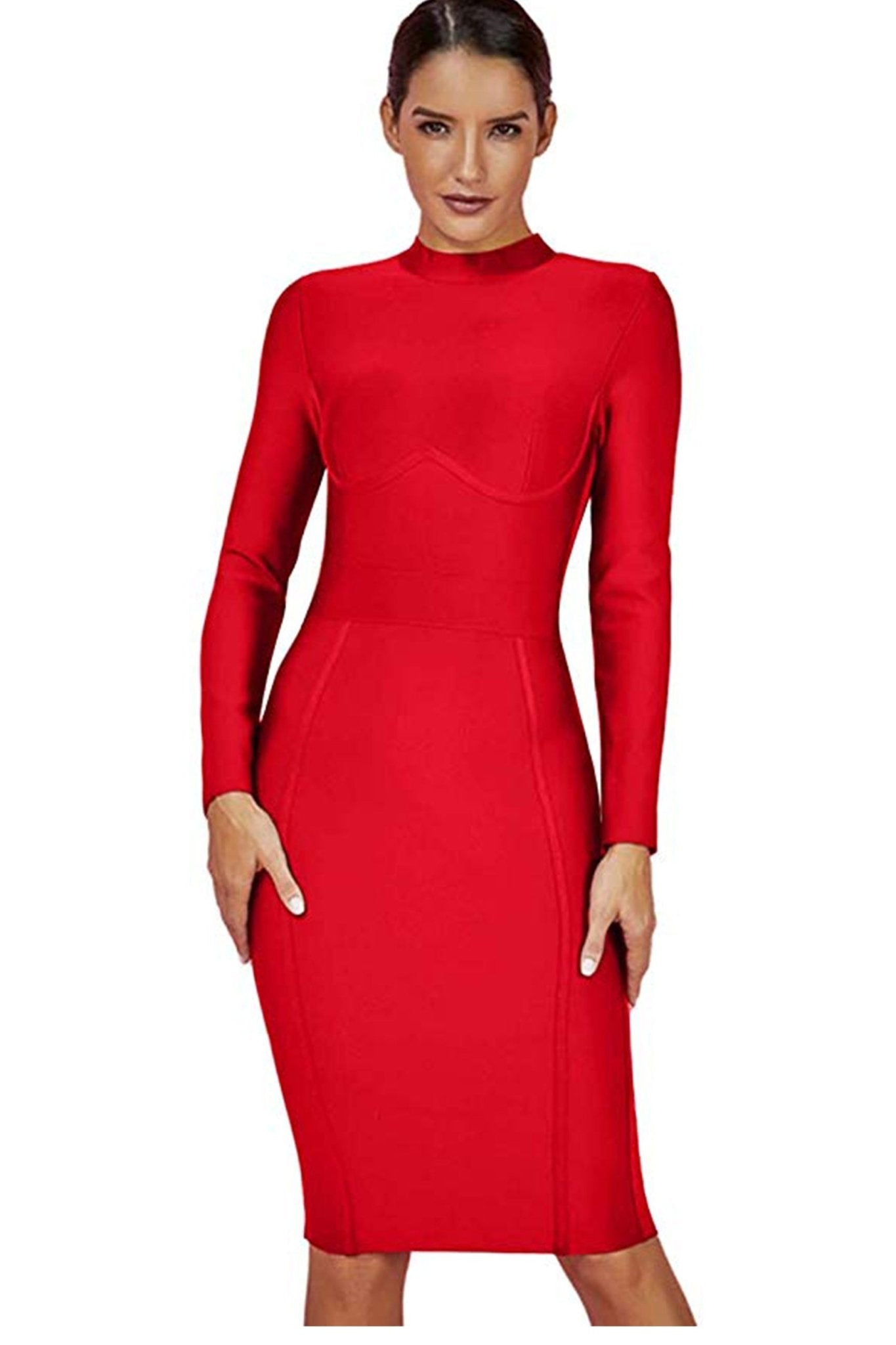 Celeste Long Sleeves Midi Party Bodycon Bandage Dress - MY SEXY STYLES